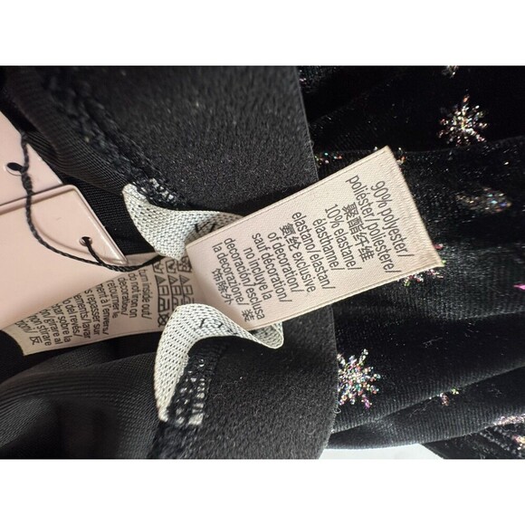 Victoria's Secret Sz L Moon Star Black Silver Velvet Leggings  NWT - Picture 8 of 9
